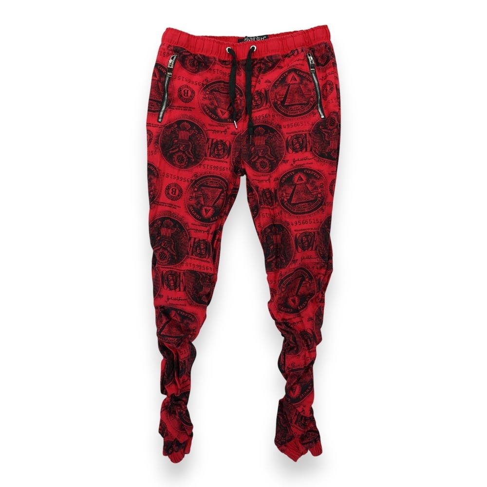 Switch‎ Remarkable Men's Jogger Money Print Size Large ~ Red